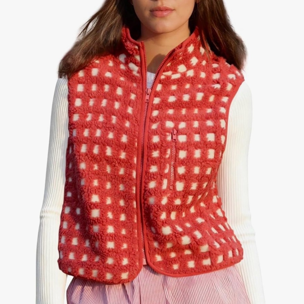 Women's Red Checkered Vest